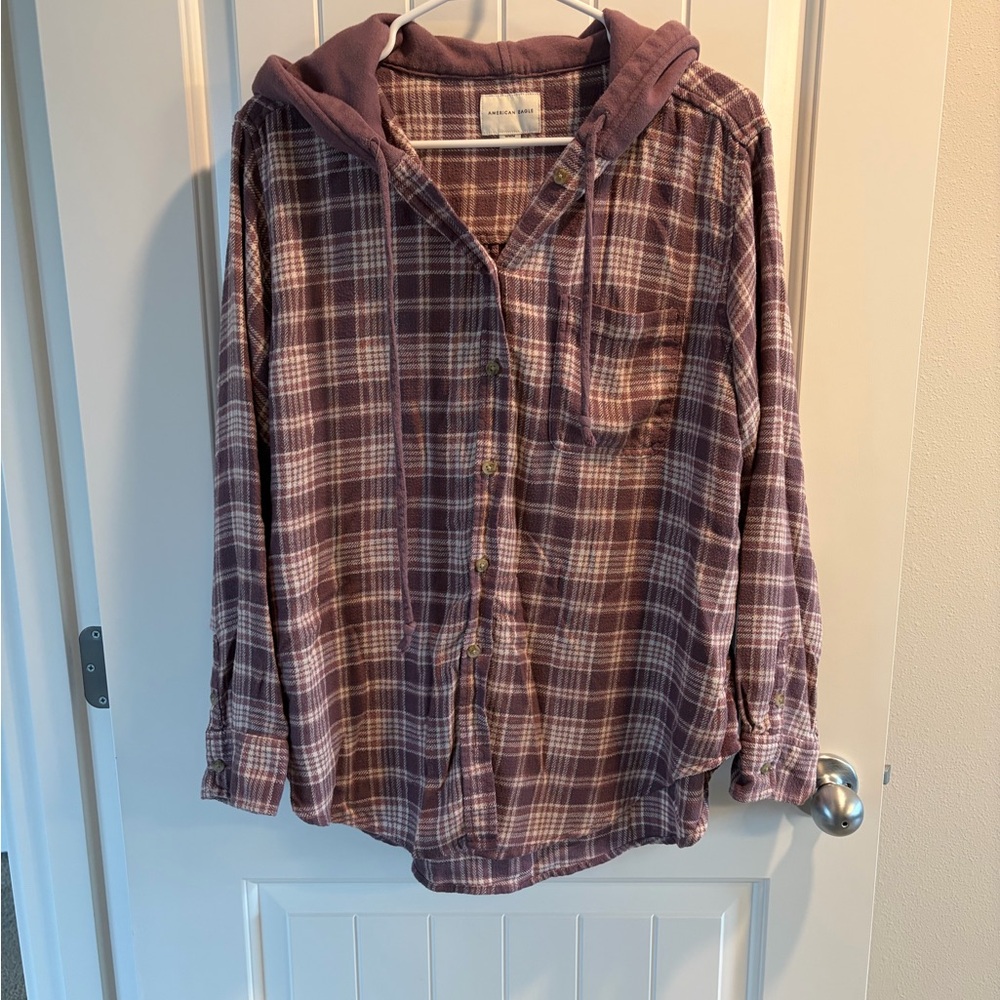 American Eagle Outfitters Purple Plaid Hoodie